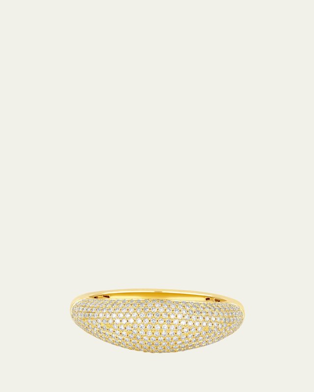 14K Yellow Gold Pave Diamond Jumbo Dome Statement Ring